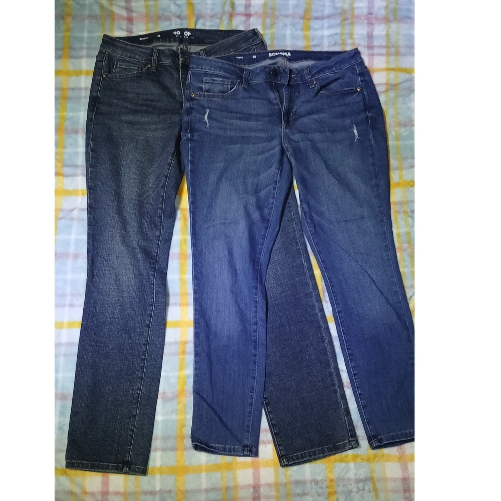 Sonoma Goods For Life Womens Jeans Bundle (2) Sz 8 Straight & Skinny Blue Denim